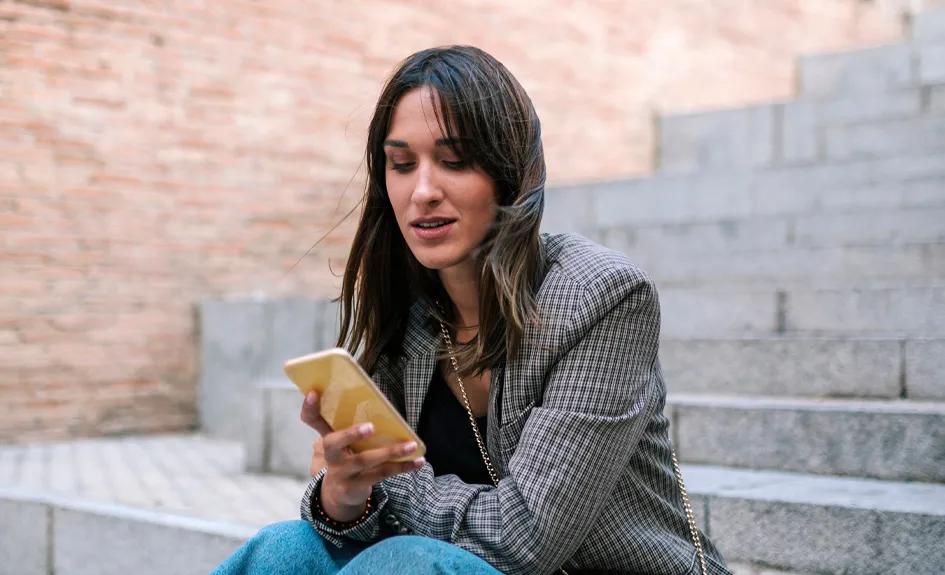 Woman looking at her phone