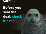 FCA Firm Checker campaign image of Emil the Seal with potential investor. Text reads: Before you seal the deal, check it's real.