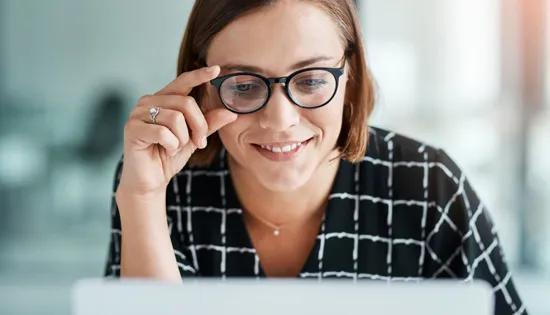 Individual looking at computer screen