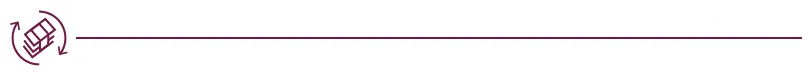 Circular arrows around a pile of money, with a horizontal line.