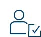 Icon showing a person next to a checkmark inside a box, representing task completion.